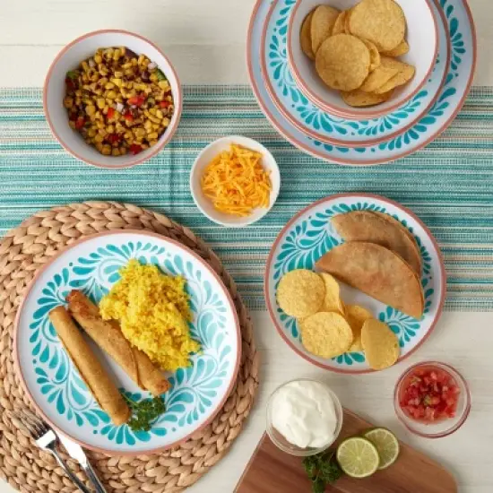 Infuse 12pc Melamine Dinnerware Set Blue image {1}