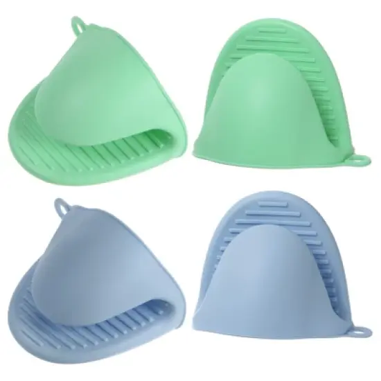 Unique Bargains Heat Resistant Kitchen Utensil Sets Silicone Oven Mitts 4 Pcs image {13}