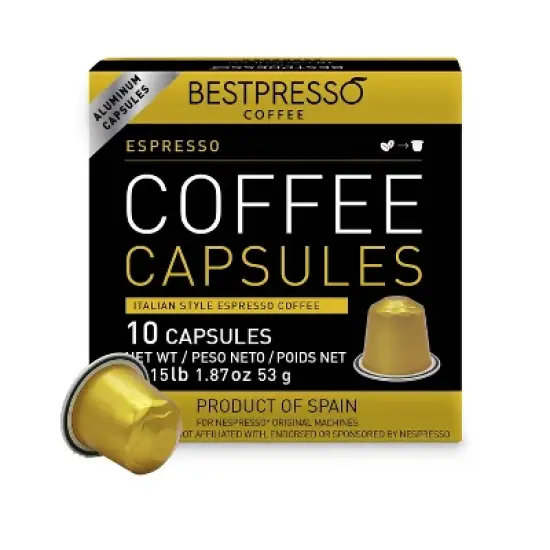 Bestpresso Espresso Blend (Medium Intensity) Coffee Capsules for Nespresso OriginalLine Machine, Certified Genuine Espresso 120 Pods image {1}