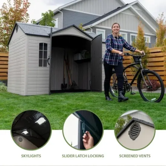 Lifetime 10' x 8' Outdoor Storage Shed Desert Sand: Secure, UV-Protected, Weather-Resistant image {3}