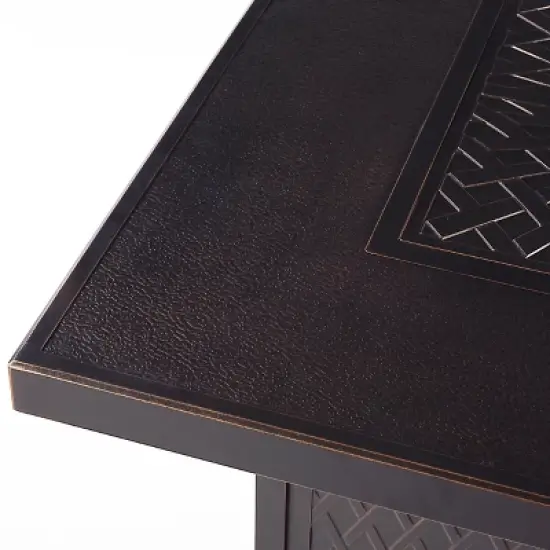 42" Square Aluminum 55000 BTUs Propane Fire Pit Table with Two Covers Lid - Copper- Oakland Living image {6}