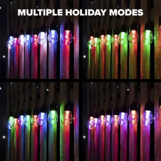 BrightLux 18ct LED 36ft Color Flow Solar Indoor Outdoor Filament String Lights Multicolor Bulbs with Black Wire image {5}