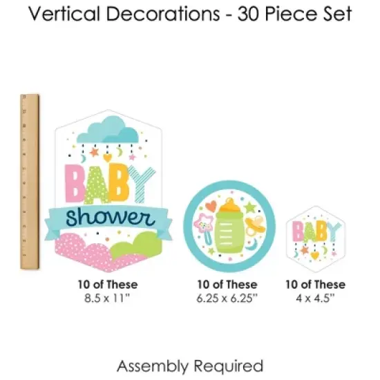 Big Dot of Happiness Colorful Baby Shower - Gender Neutral Party DIY Dangler Backdrop - Hanging Vertical Decorations - 30 Pieces image {6}