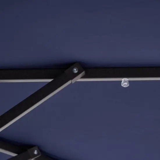 9' x 9' Solar LED Patio Umbrella with Tilt Adjustment and Crank Lift Navy - Wellfor image {7}