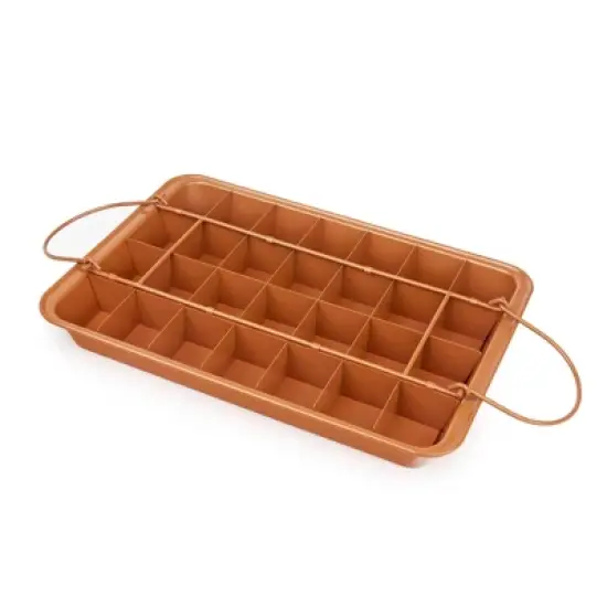 Brooklyn Brownie Copper Pan with Self-Slicing Divider Grid, Nonstick Coated, 24 Precut Slices, Dishwasher Safe image {9}