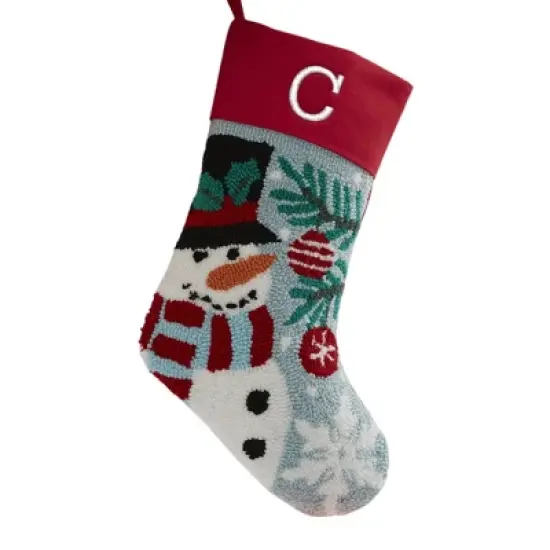 Personalization Mall Snowman Embroidered Initial Hooked Christmas Stockings image {4}