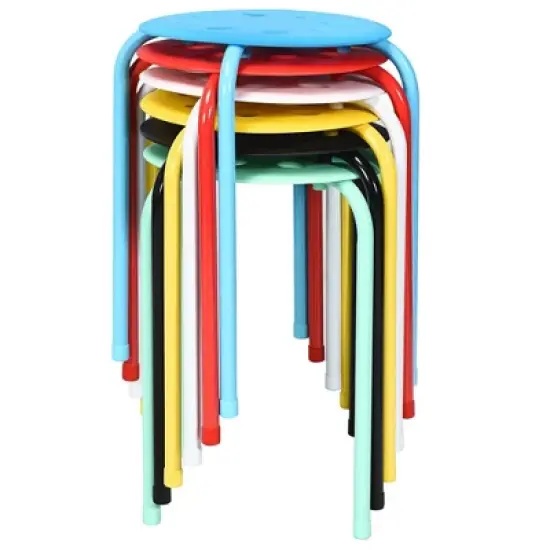 Costway Set of 6 Portable Plastic Stack Stools Backless Classroom Seating image {11}