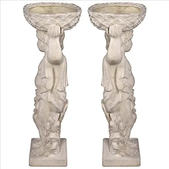 Design Toscano Young Bacchus with Basket Planters Garden Statues: Set of Two image {6}