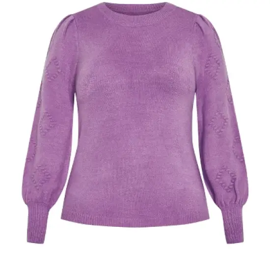 Women's Plus Size Nicky Pom Pom Sweater - wisteria | AVENUE image {4}