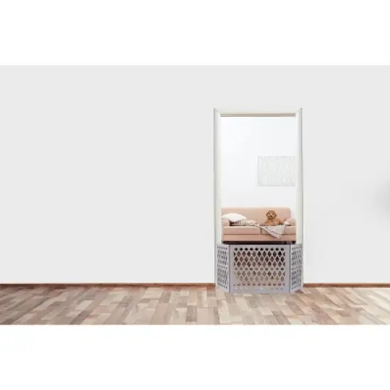 Hoovy Wooden Grey Freestanding Foldable Small Pet Dog Gates for Doorways. Dog Fence image {6}