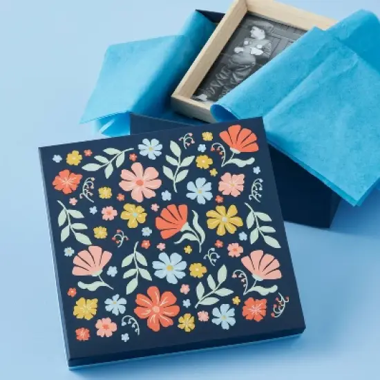 Square Gift Box Floral on Navy - Spritz&trade; image {1}