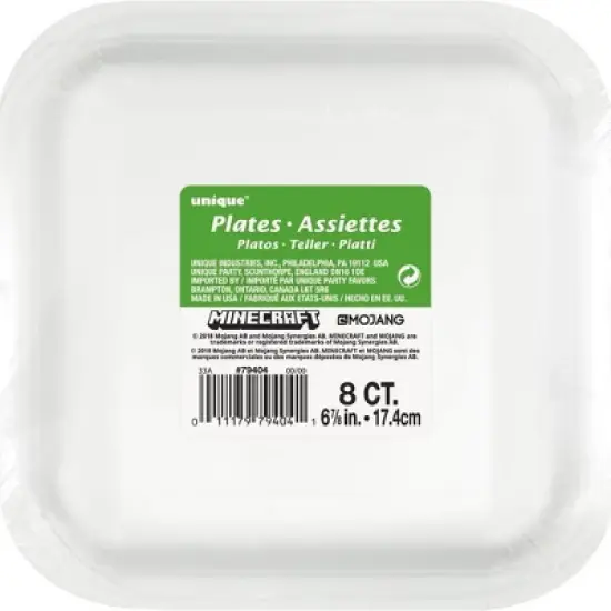 Minecraft 7" 8ct Paper Party Snack Plates image {2}