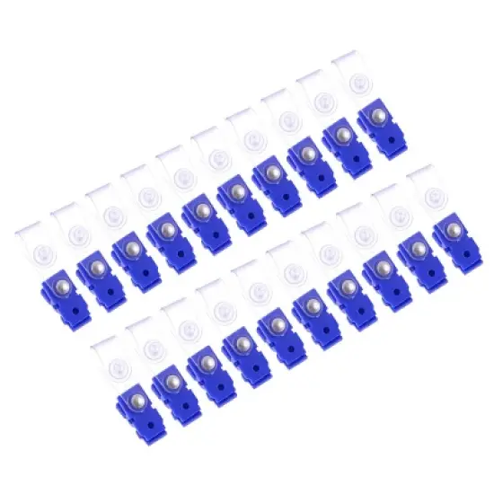 Unique Bargains Plastic ID Card Holder Badge Strap Clip Fastener Blue Clear 20 Pcs image {4}