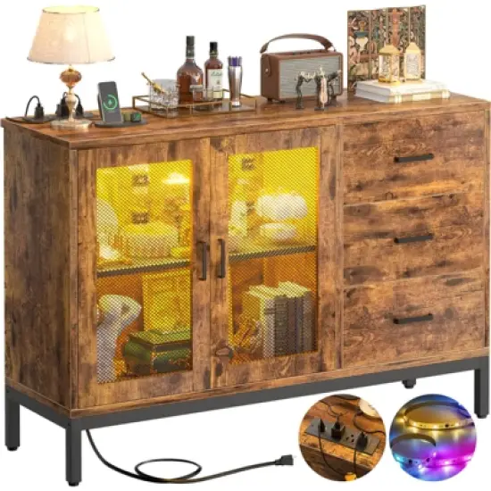 Aheaplus Sideboard Buffet Cabinet with 5 Wood Drawers image {6}