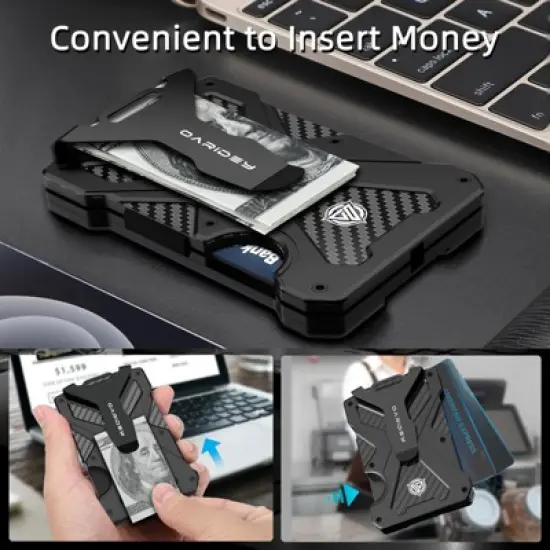 Men's Ultra-Thin Aluminum Wallet with RFID Blocking, Black, 15 Card Slots image {3}