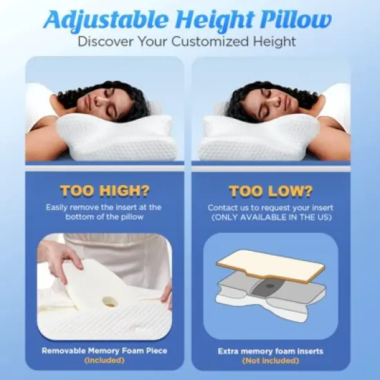Emircey Painless Sleeping Cervical Neck Pillow for Pain Relief, Adjustable Memory Foam Pillows for Side Back Stomach Sleeper, image {4}