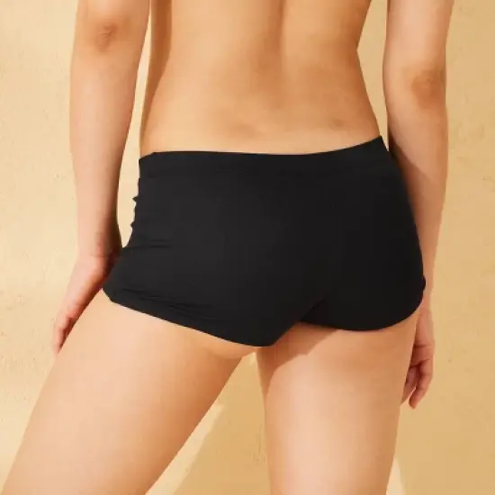 Women's Ribbed Textured Low-Rise Cheeky Swim Boyshorts - Wild Fable&trade; image {1}