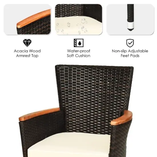 Tangkula 7pcs Patio Rattan Dining Set 6 Stackable Cushioned Chairs Patio image {6}