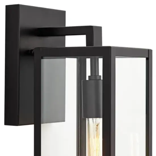 John Timberland Modern Outdoor Wall Light Fixture Mystic Black 14 1/4" Clear Glass Panel for Exterior Barn Deck House Porch Yard Patio Outside Garage image {2}