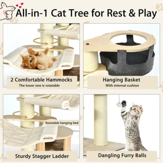 Tangkula 77.5" Cat Tree Condo Multi-Level Kitten Activity Tower w/ Sisal Posts image {4}