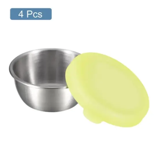 Unique Bargains Stainless Steel Bento Box Picnic Travel Salad Dressing Container with Silicone Lids 4 Pcs image {2}