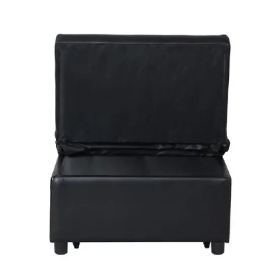 Folding Ottoman Sofa Bed BLACK image {4}