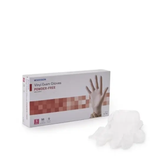 McKesson Confiderm Disposable Vinyl Exam Glove Standard Cuff Length SMALL image {6}