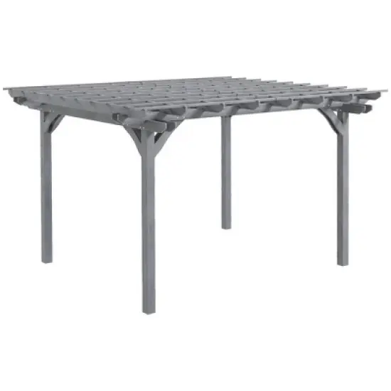 Resenkos Patio Garden Pergola, Pergola Canopy,12' x 10' Wooden Pergola, Outdoor Grape Gazebo for Garden, Patio, Backyard, Deck, Gray image {11}