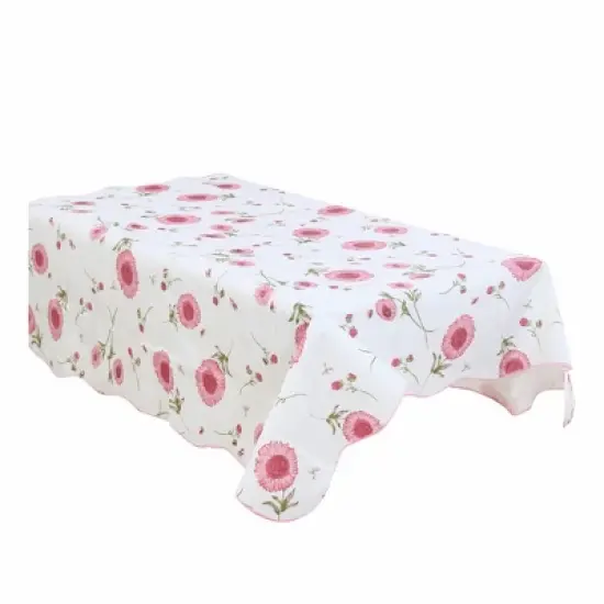 PiccoCasa Rectangle Vinyl Water Oil Resistant Printed Tablecloths Pink Flower 41"x60" image {4}