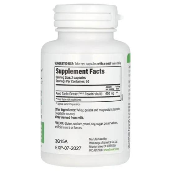 Kyolic Aged Garlic Extract, Cardiovascular, Original Formula 100, 100 Capsules (300 mg per Capsule) image {1}