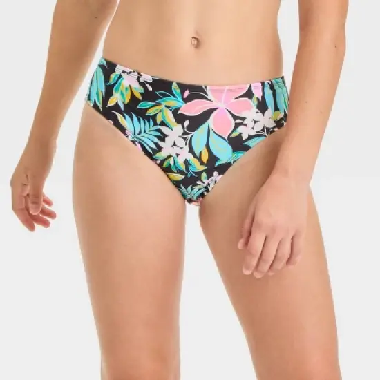 Girls' Ebony Tropical Floral Printed Bikini Swim Bottom - art class&trade; Black image {3}