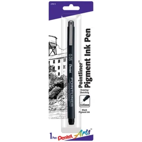 Pentel Arts Pointliner Pen, 0.05mm, Black Pigment Ink, Pack of 6 image {1}