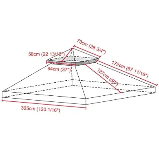 Yescom 10x10Ft UV30+ Gazebo Replacement Top for 2 Tier Outdoor Canopy Cover Patio Backyard Party Deck Ivory White image {7}