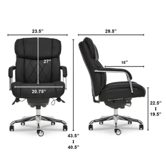 Sutherland Quilted Leather Office Chair with Padded Arms - La-Z-Boy image {4}