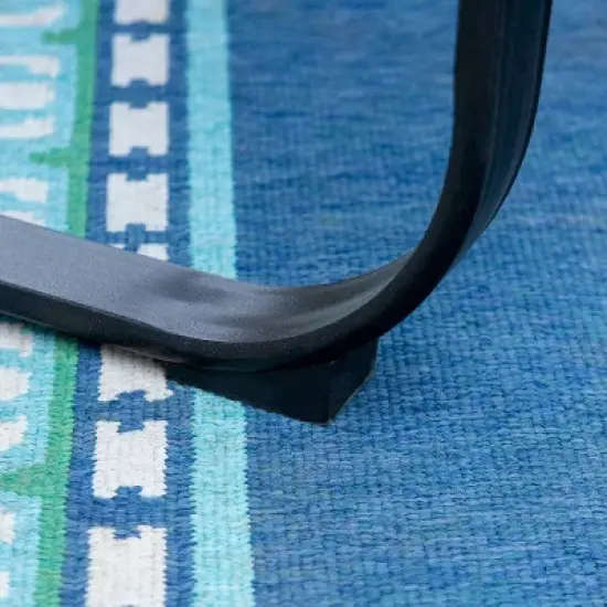 5pc Outdoor Dining Set with Padded Sling C-Spring Chairs & Round Metal Table with Umbrella Hole - Black - Captiva Designs image {9}