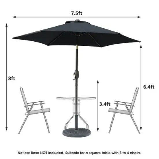 LOVMOR 7.5ft * 7.5ft Patio Umbrella with Crank and Push Button Tilt,Red image {7}