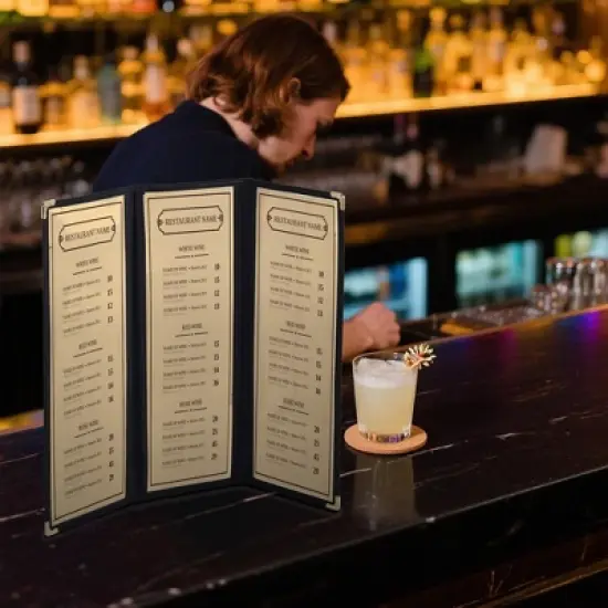 WeChef 30 Pcs 4.25 x 14" Restaurant Menu Covers 3 Page 6 View Trifold Menu Holders for Wine List Drink Bar Cafe Hotel image {8}