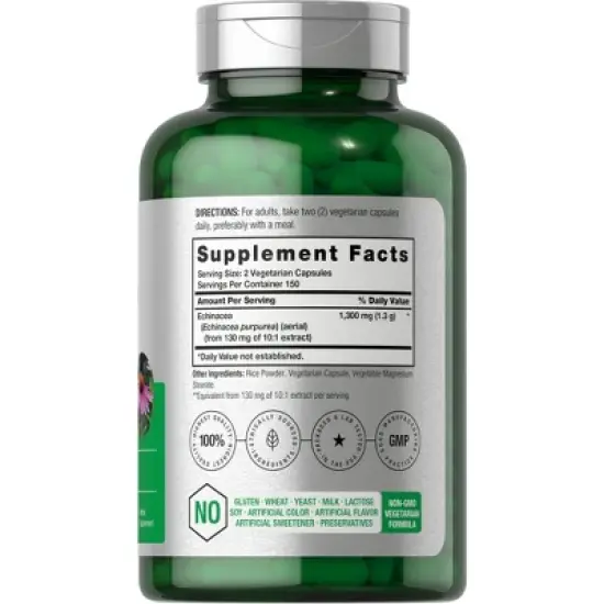 Horbaach Echinacea Extract 1300mg | 300 Capsules image {1}