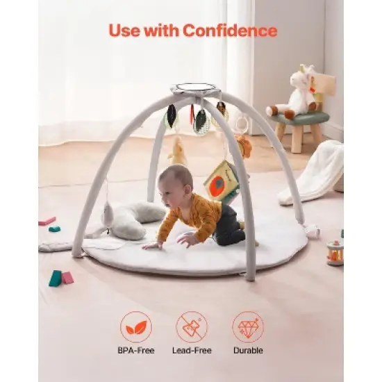 Baby Play Gym Mat Tummy Time Activity Mat with 5 Sensory Toys 39.1" x 32.7" image {4}