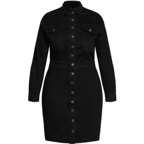 Women's Plus Size Denim Rider Dress - black wash | CITY CHIC image {2}