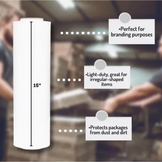 PSBM 4 Rolls White 15 in. x 1476 Ft. 30 Gauge Pre-Stretch Cast Hand Pallet Wrap image {3}