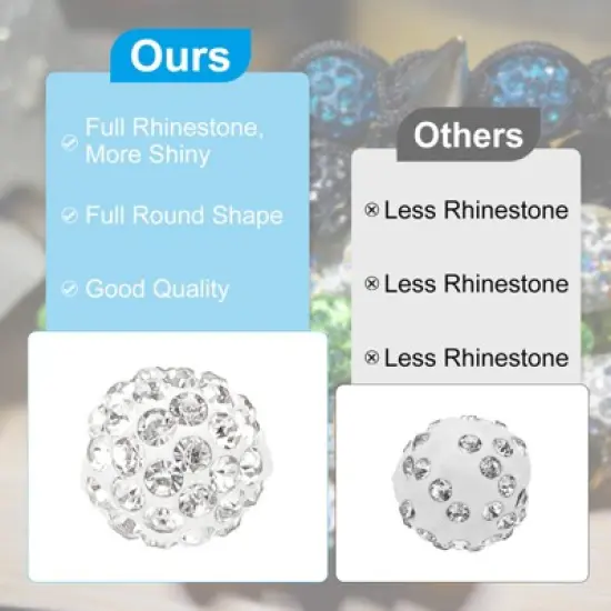 Unique Bargains Round Rhinestone Clay Beads with Elastic String for Jewelry Making 120 Pcs image {2}