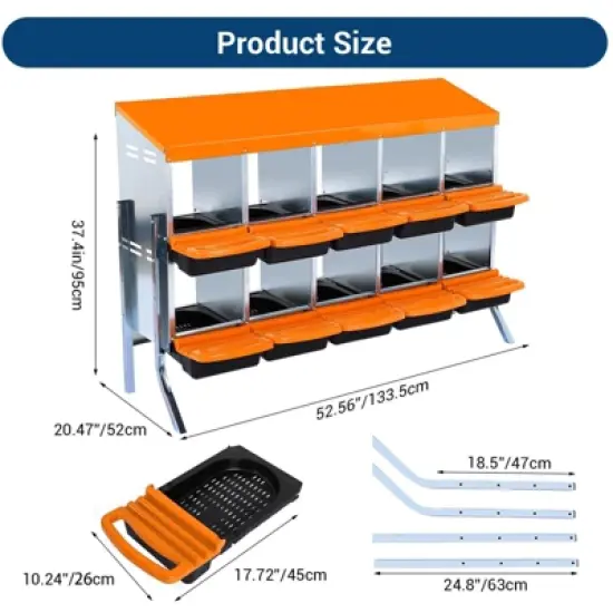 Chicken Nesting Box,Chicken Egg Laying Box with Compartments, Roll Away Eggs Laying Boxes, Nesting Boxes, indoor & Outdoor Use,Easy Egg Collection image {3}