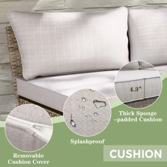 EAGLE PEAK Coastal Vista Curved Outdoor Wicker Sofa with Cushions, Patio Furniture Sets Outdoor Sectional Patio Conversation Set image {2}