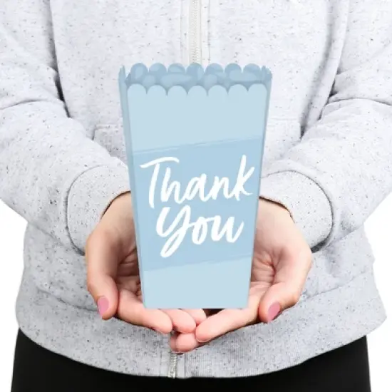 Big Dot of Happiness Dusty Blue Elegantly Simple - Guest Party Favor Popcorn Treat Boxes - Set of 12 image {3}
