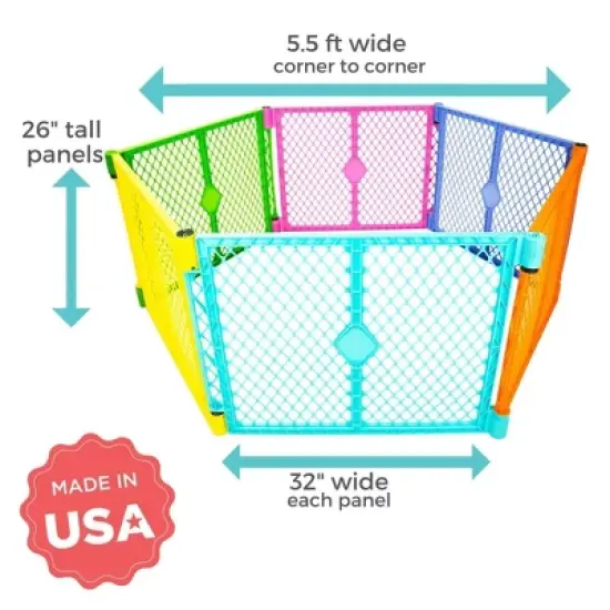 Toddleroo by North States Superyard Colorplay 6 Panel Freestanding Baby Playard - Bright image {6}