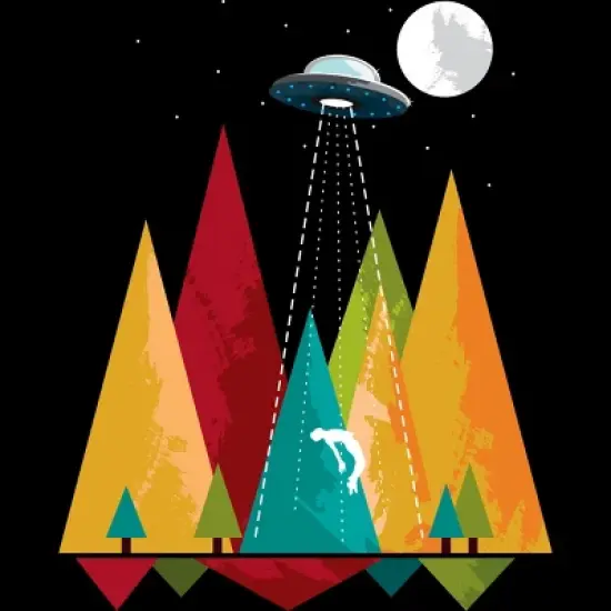 Women's Design By Humans UFO Geometric Forest Abduction By alnavasord Racerback Tank Top image {1}