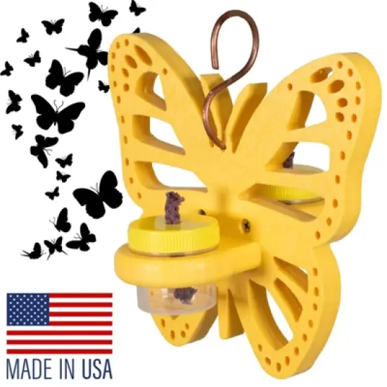 JCS Wildlife Double Nectar DOTS Hanging Butterfly Nectar Feeder - Bright Yellow Color - Made in the USA image {3}