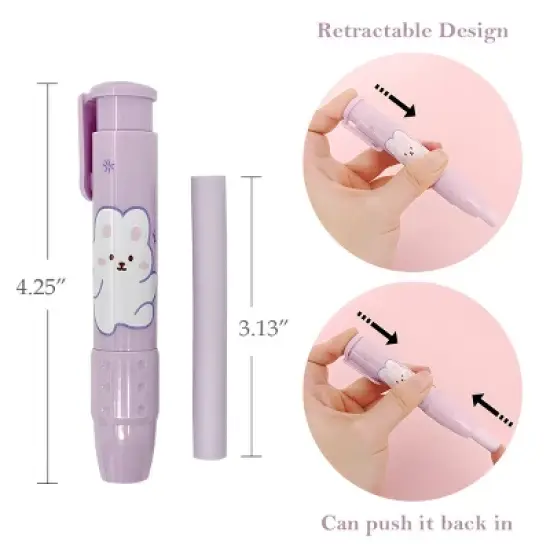 Wrapables Clickable Push Button Erasers, Retractable Erasers with Refills (Set of 2) image {7}