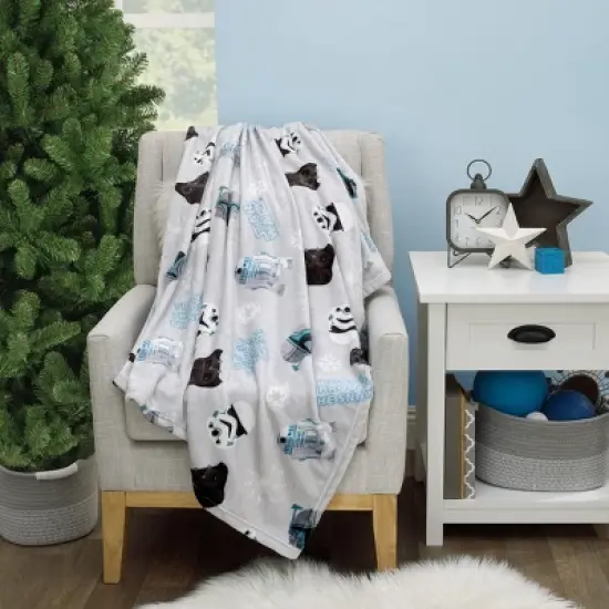 NoJo Star Wars Legacy Grey and Blue Merry Force Be With You Christmas Holiday Seasonal Toddler Blanket image {3}